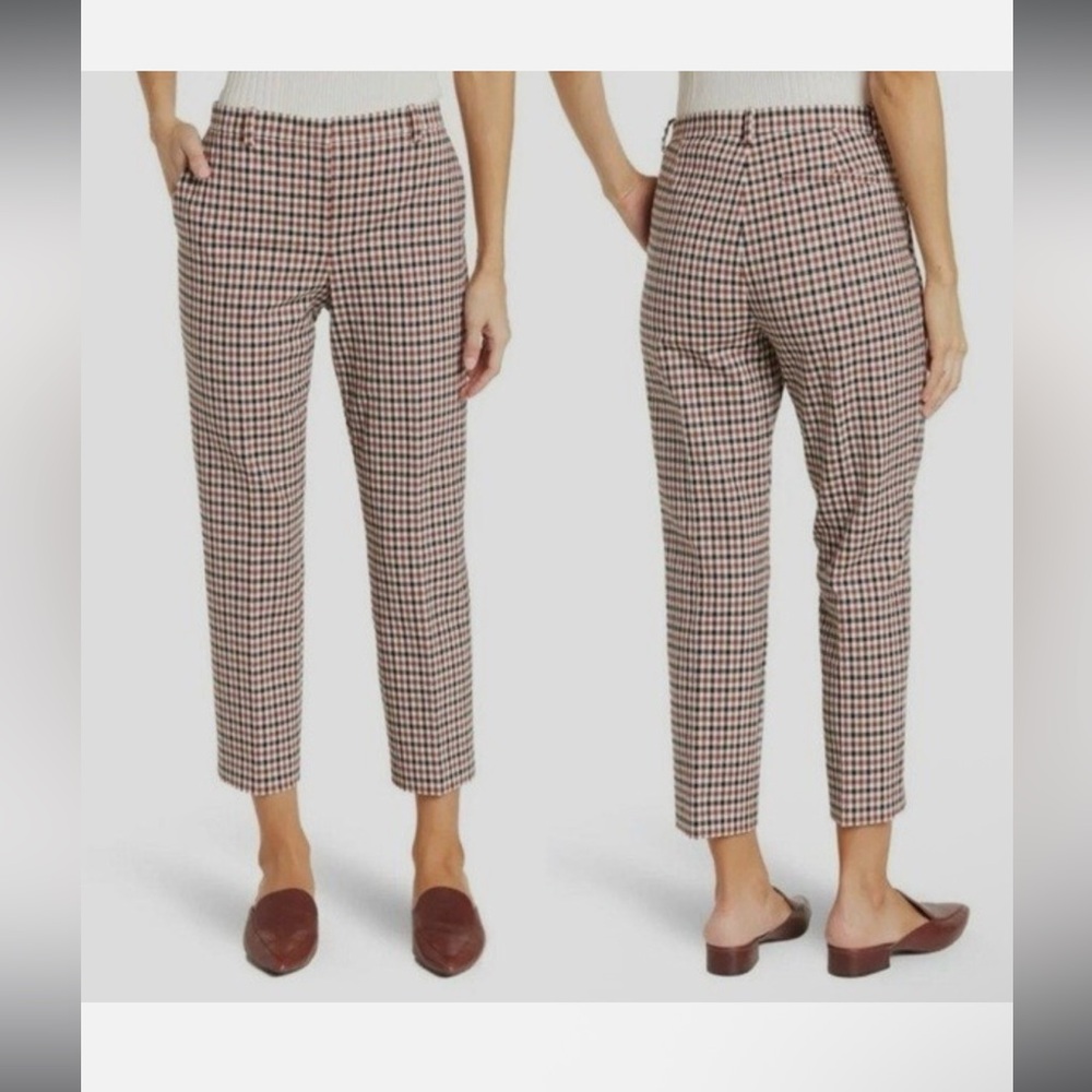 NWOT Theory Treeca, Ivory Multi Rye Portland Gingham Stretch Ankle Pants, SIZE 2 - Picture 3 of 6
